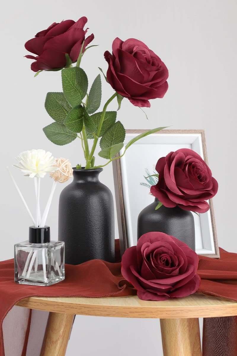 Artificial Silk Roses Bouquet – Realistic Long Stem Fake Flowers for Home Décor, Wedding Arrangements, Centerpieces & Gifts – Lifelike Faux Roses with Soft Petals & Bendable Stems