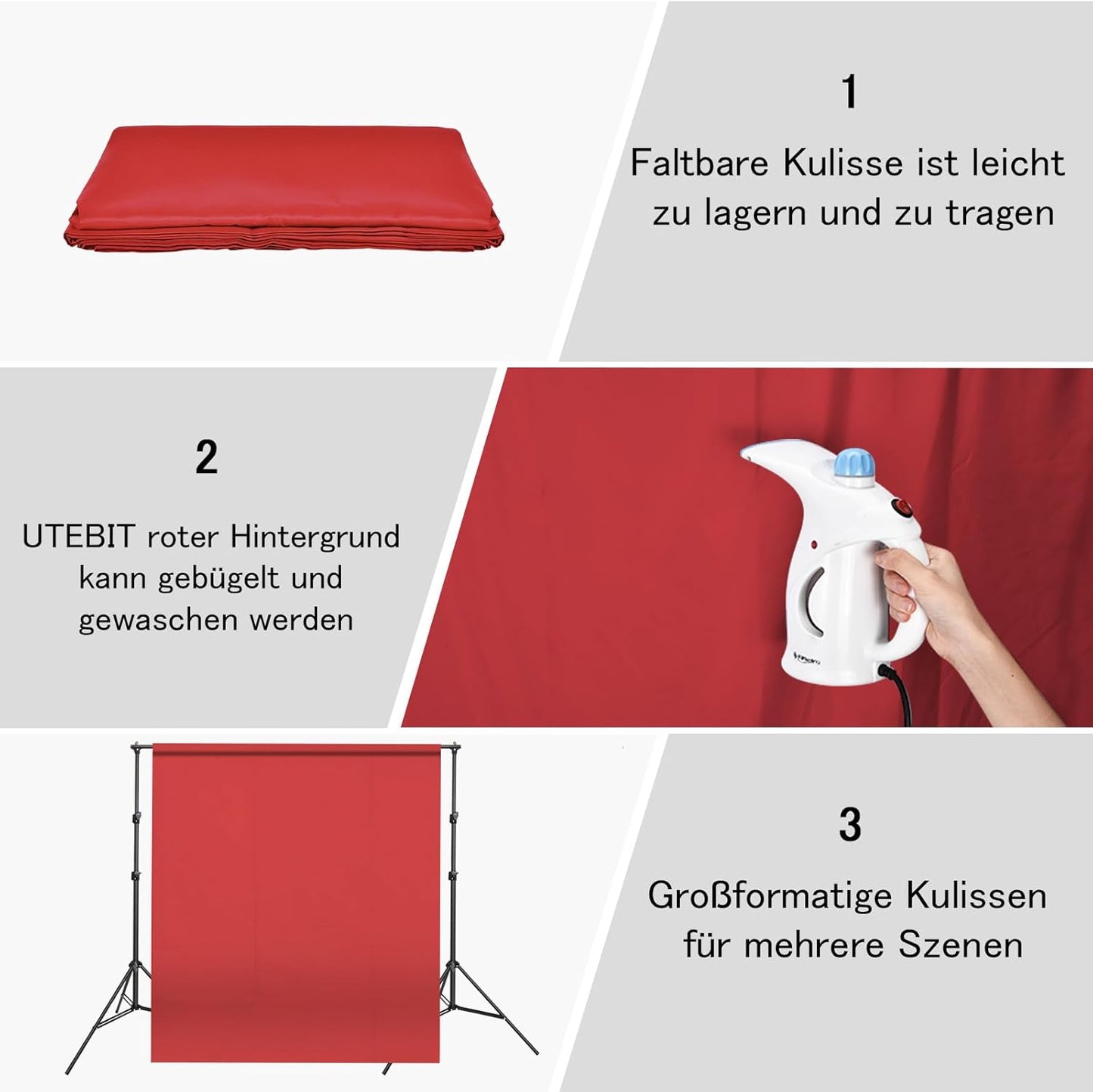 5×3ft Red Vinyl Backdrop - Durable and Vibrant Photography Background for Parties, Events, and Studio Shoots - Lightweight, Foldable, and Easy to Set Up for Photo Booths and Decorations