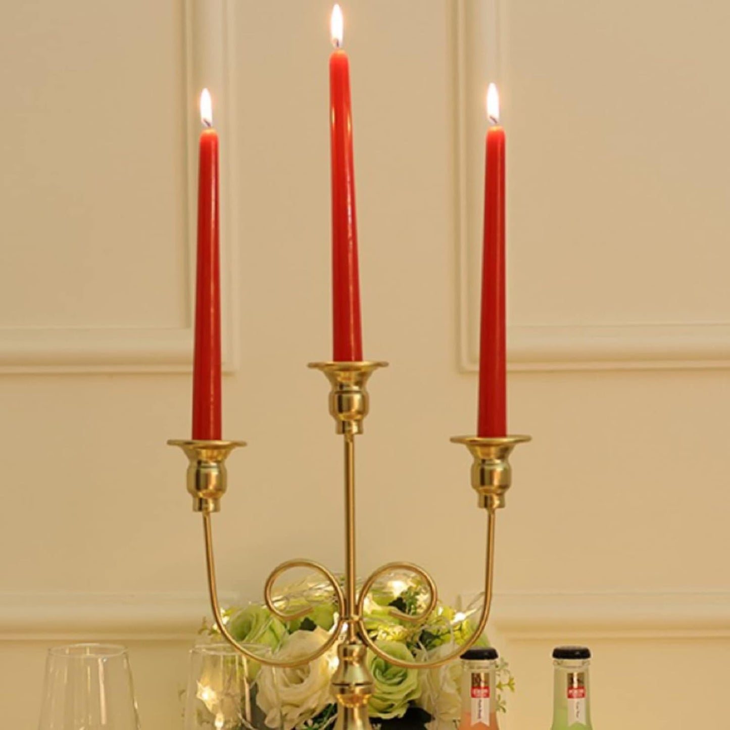 Red Stick Candle 25 cm - Premium Natural Wax, Clean Burn, and Long-Lasting Fragrance - Elegant Minimalist Design for Modern Home Décor, Candlestick Holders, and Special Occasions
