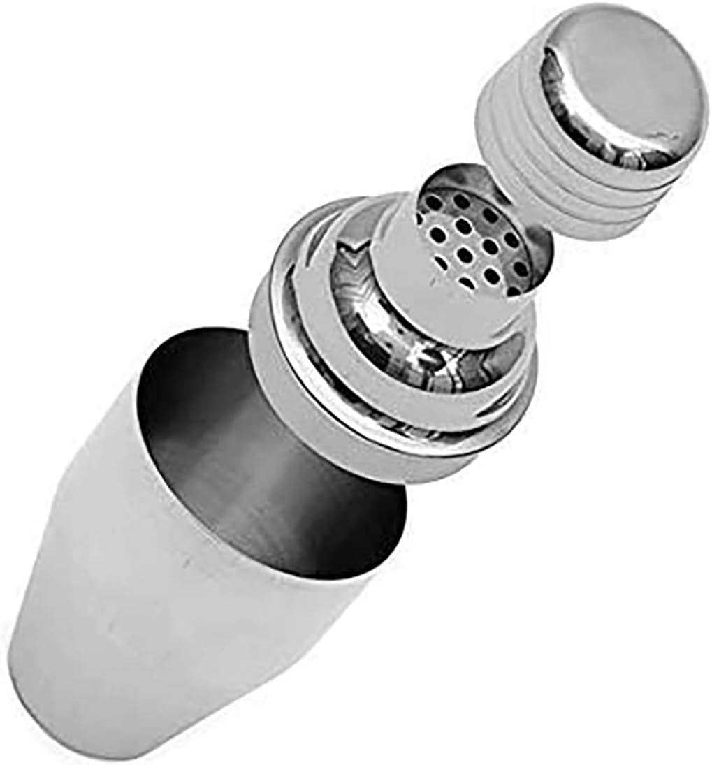 Silver Cocktail Shaker - Premium Stainless Steel 3-Piece Shaker for Mixing Cocktails, Martini, and More - Durable, Leakproof, Rust-Resistant - Perfect for Home Bars and Professional Bartenders
