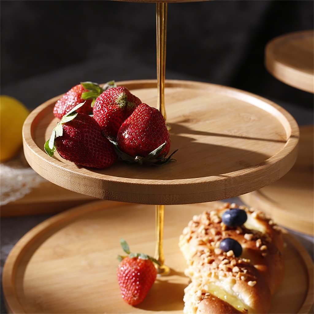 Solid Wood Double-Layer Cake & Fruit Tray - Elegant Dessert and Candy Display Rack for Home & Commercial Use - Sturdy, Stylish, and Perfect for Parties, Bakeries, and Kitchen Organization