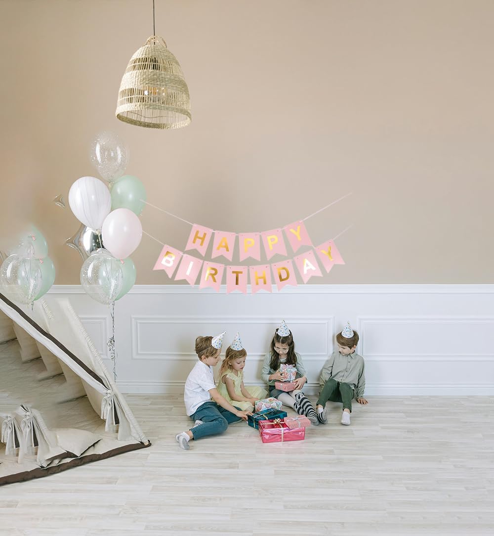 Princess Happy Birthday Banner - Elegant Party Decoration with Royal Princess Theme - Perfect for Kids' Birthday Celebrations, Fairy Tale Parties, and Special Occasions - Easy to Hang and Reusable