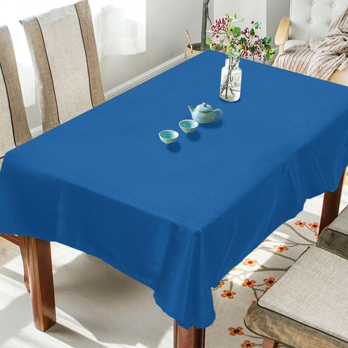100% Cotton Pastoral Table Runner – 50x300cm, Sky Blue, Soft & Durable, Farmhouse Dining Table Decor, Rustic Boho Style, Machine Washable, Perfect for Home, Weddings, Parties & Holiday Decorations