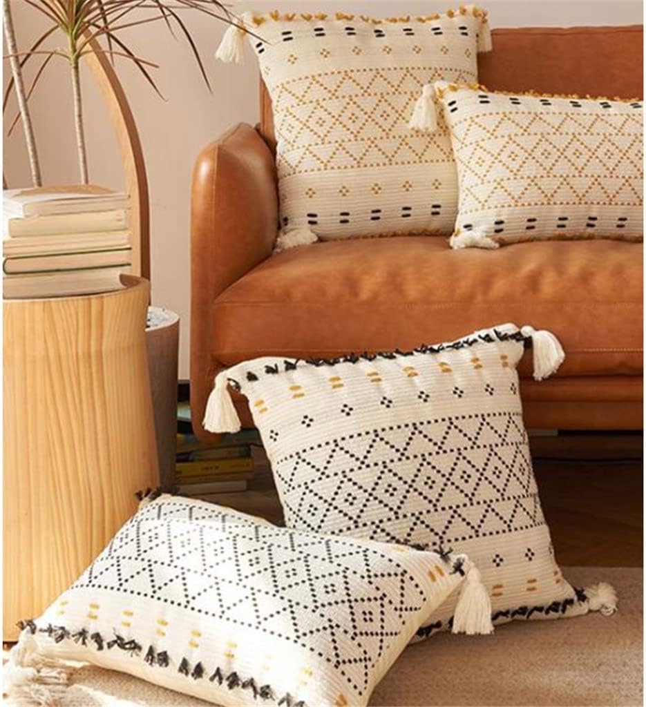 European Style Cotton Thickened Cushion with Tassels – Soft & Decorative Seat Pad for Sofa, Chair, and Home Décor – Boho Chic Throw Pillow for Living Room, Bedroom, and Office