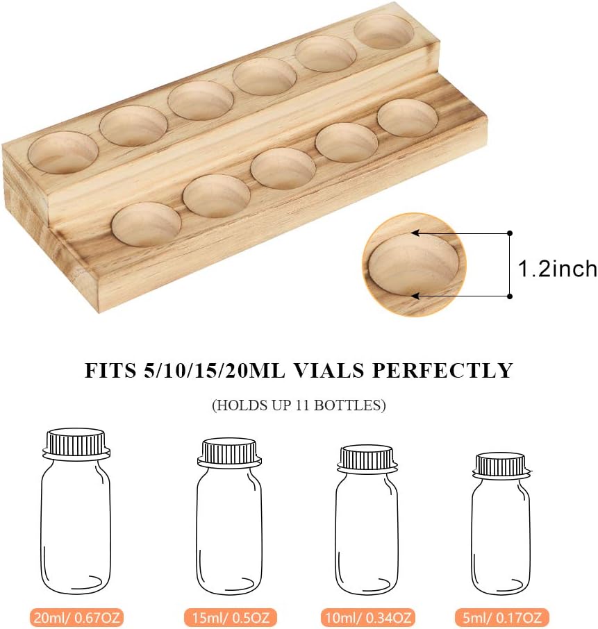 Essential Oils Storage Rack - 2-Tier Wooden Display Holder - Ideal for Organizing Essential Oils and Nail Polish Bottles - Elegant and Functional Design for Easy Access and Storage