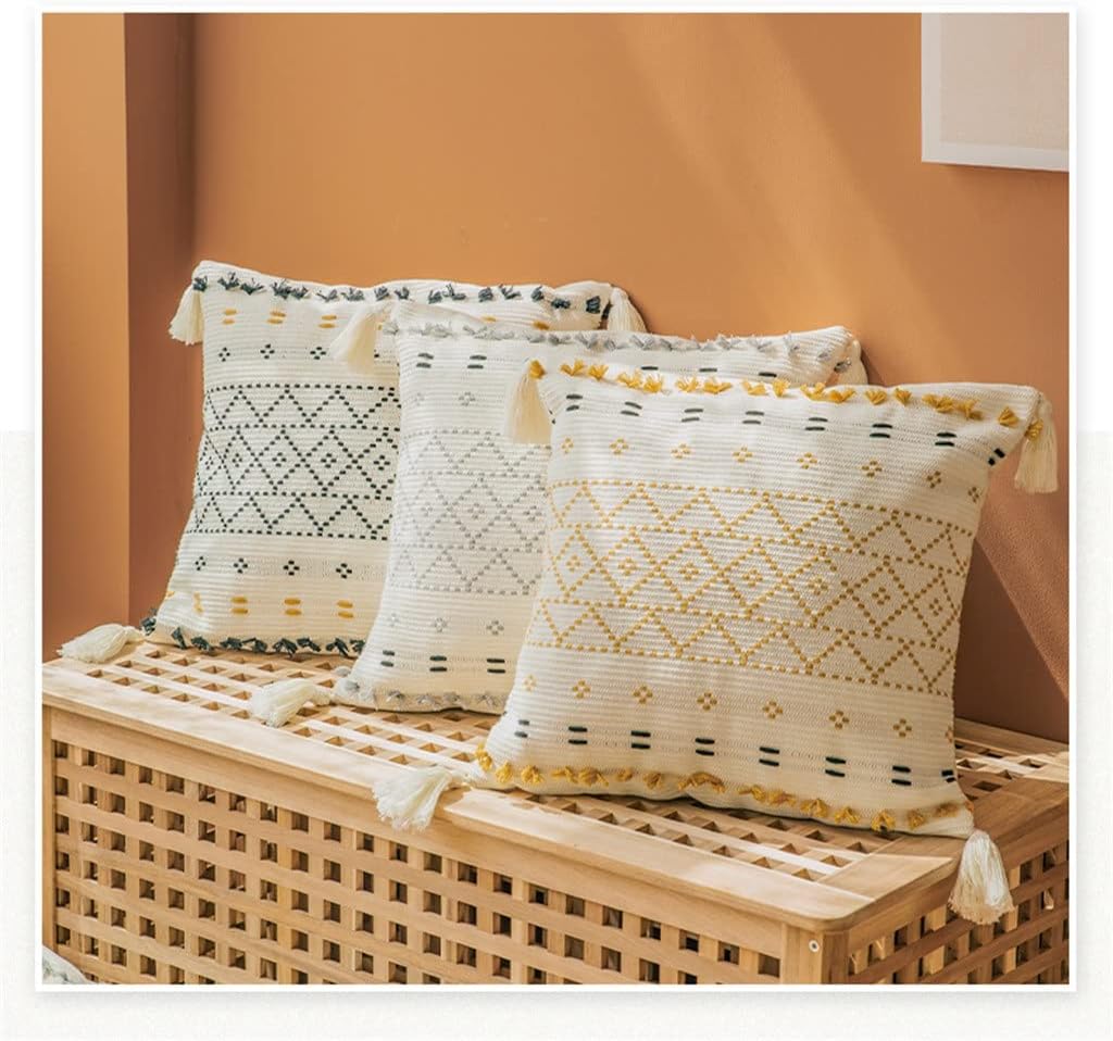 European Style Cotton Thickened Cushion with Tassels – Soft & Decorative Seat Pad for Sofa, Chair, and Home Décor – Boho Chic Throw Pillow for Living Room, Bedroom, and Office