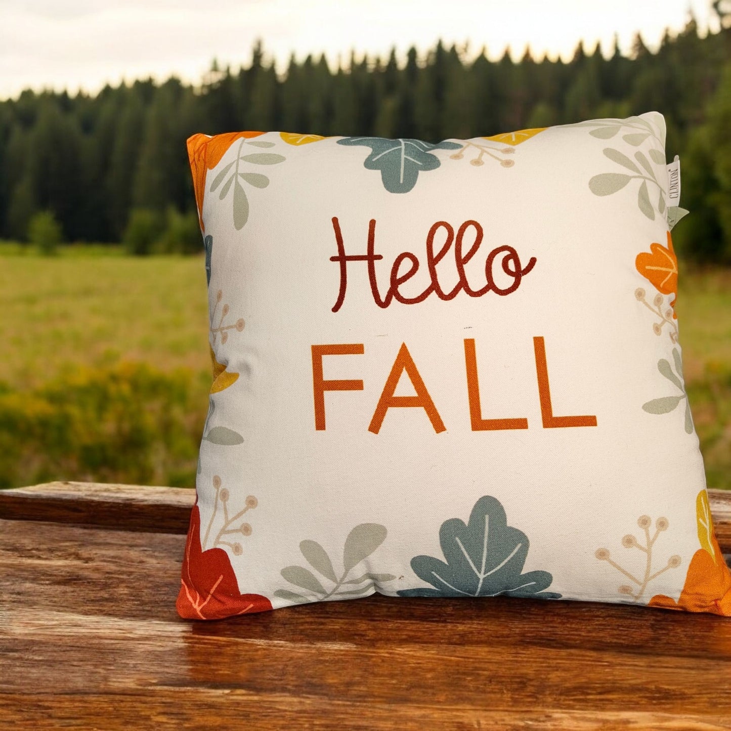 Fall Embroidered Cushion 45x45cm - Cozy Autumn Decor Pillow for Home