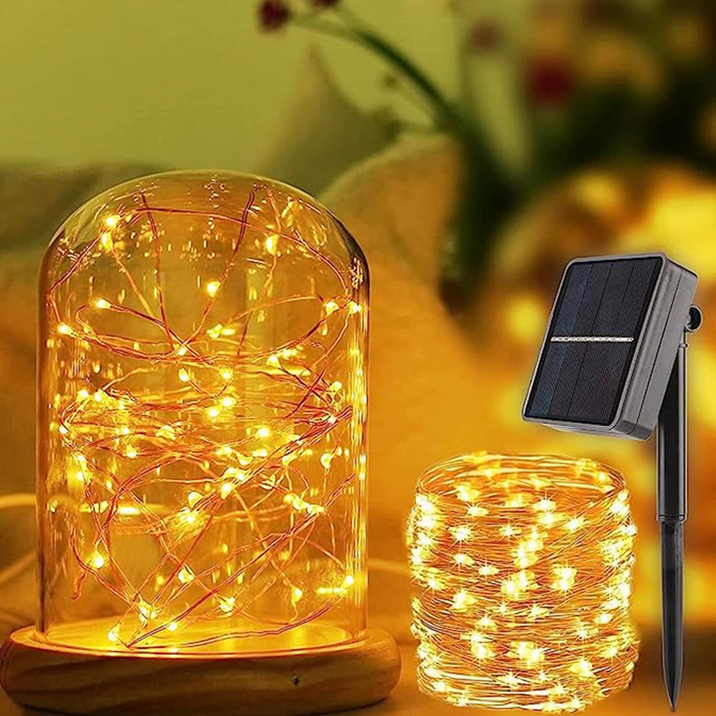 Solar String Lights, 8 cm LED Bulbs, Waterproof Outdoor Fairy Lights, Energy-Efficient Decorative Lighting for Gardens, Patios, Balconies, and Events, Auto On/Off with Solar Charging