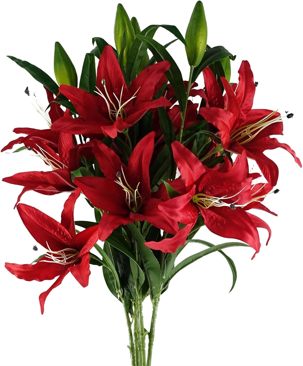 10 Heads Artificial Lily Flowers Realistic Fake Lily Bouquet for Home Décor Wedding Arrangements Centerpieces and Floral Displays Lifelike Faux Lilies with Soft Petals and Flexible Stems