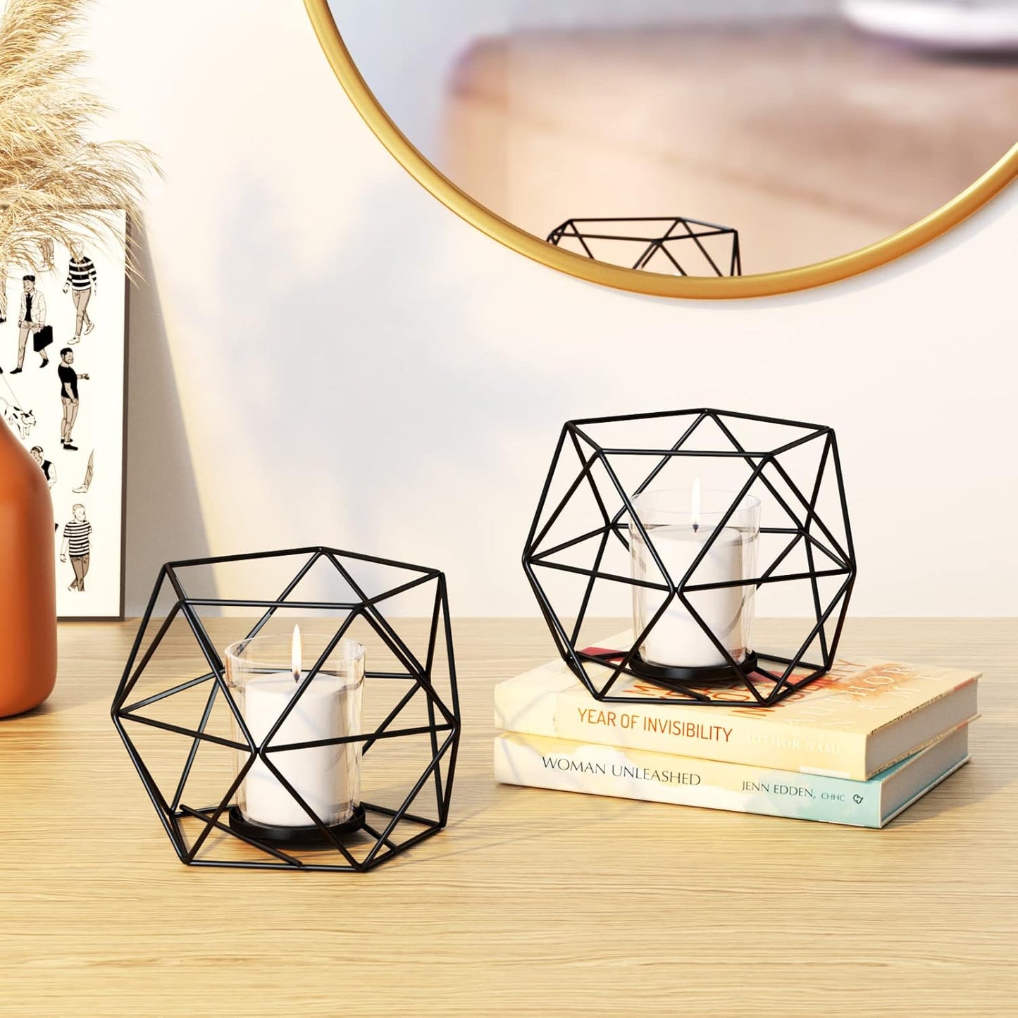 Golden Frame Nordic Iron Custom Desktop Scented Candle - Metal Holder for Home Decoration - Elegant and Stylish Design for Creating a Warm, Luxurious Atmosphere on Desktops or Shelves