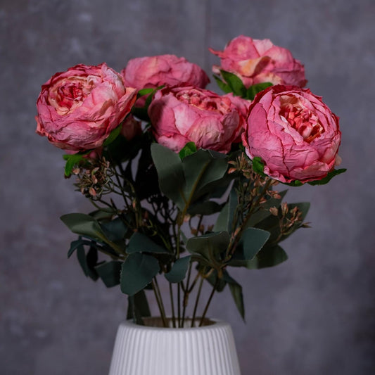 Peony Dusty Rose 64 cm - Realistic Artificial Peony Stem with Soft Dusty Rose Blooms - Perfect for Floral Arrangements, Bouquets, Wreaths, and Home Décor - Long-Lasting and Low Maintenance