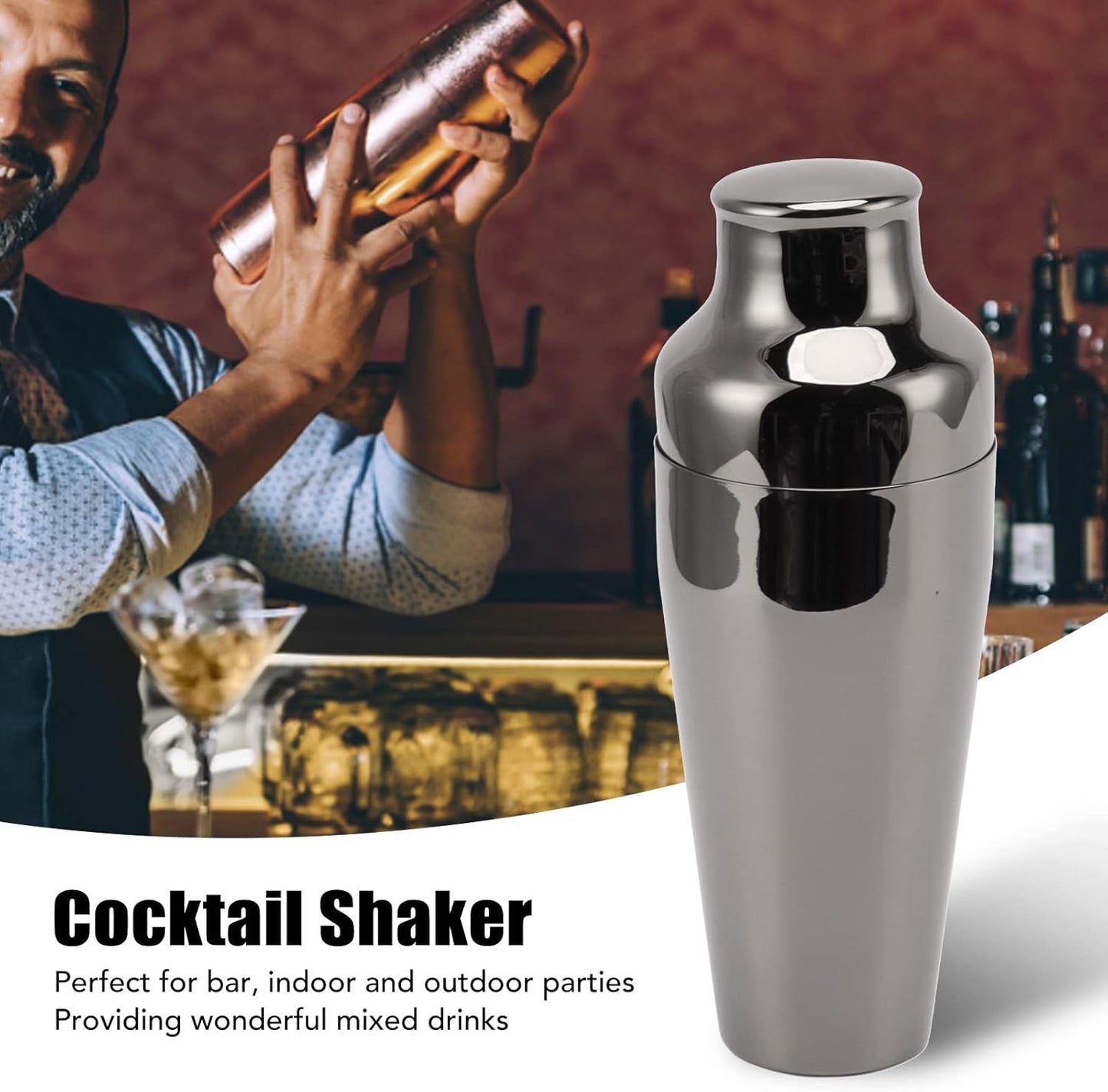 Black Cocktail Shaker - Premium Stainless Steel Shaker with Sleek Matte Black Finish - 3-Piece Set for Mixing Cocktails, Martini, and More - Durable, Leakproof, Ideal for Home Bars and Professional Use