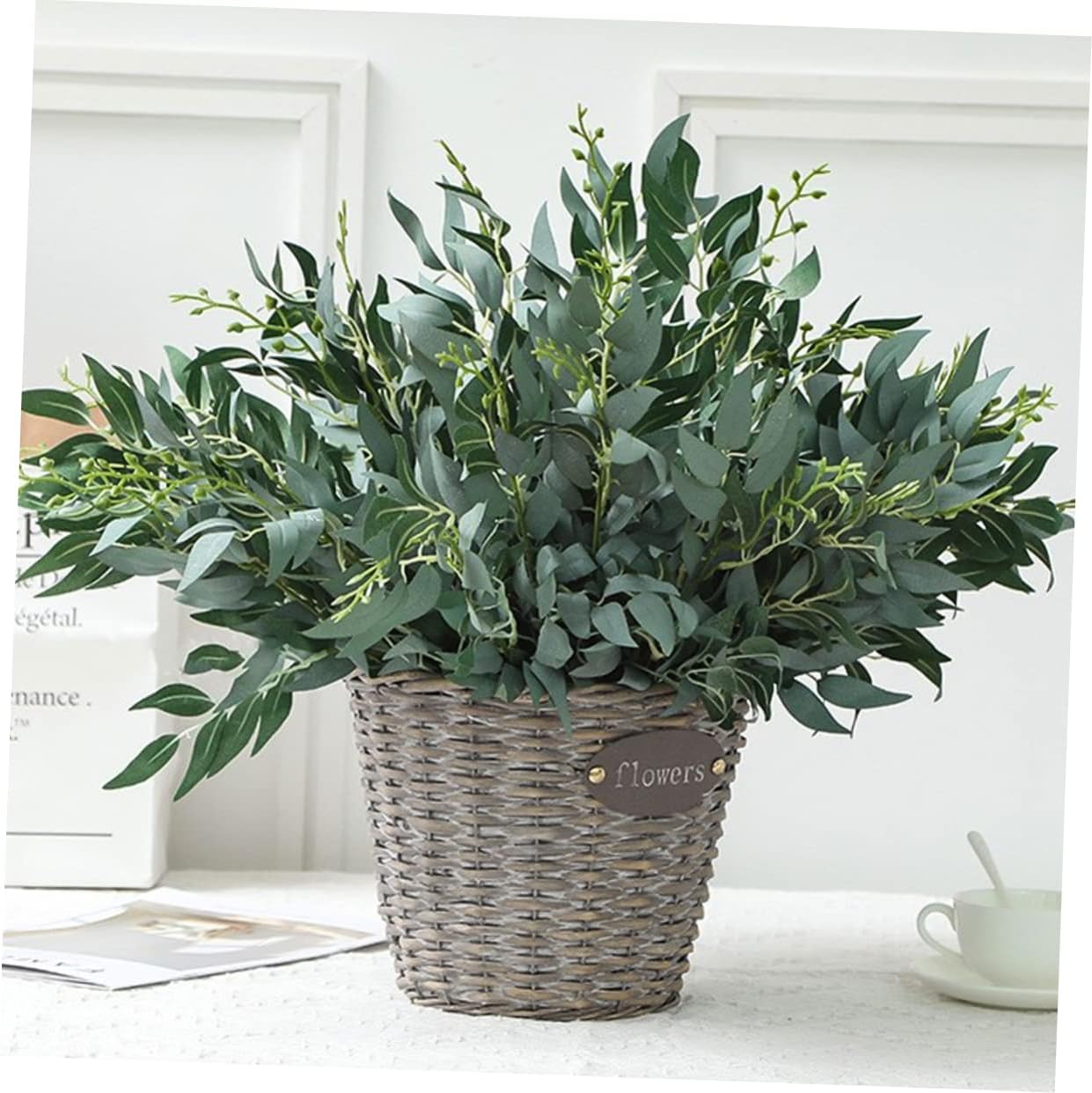 Leaf Spray Grey/Green 82 cm - Realistic Artificial Leaf Stem with Grey and Green Tones - Perfect for Floral Arrangements, Wreaths, Bouquets, and Home Décor - Long-Lasting and Low Maintenance