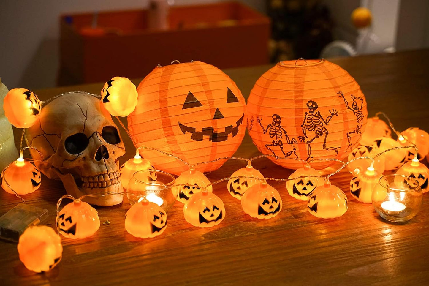 Halloween Pumpkin String Lights – Battery-Powered LED Decorative Lights – 3M Spooky Fairy Lights – Indoor & Outdoor Halloween Décor – Festive Pumpkin Lanterns for Party & Home