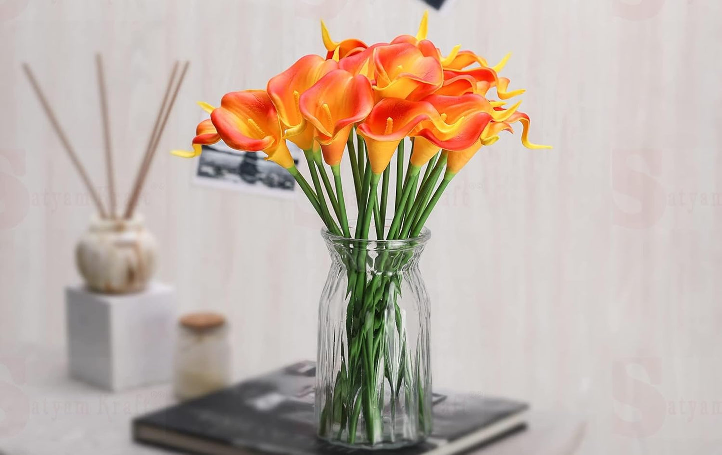 Artificial Calla Lily Flowers – Realistic Fake Calla Lily Bouquet for Home Décor, Wedding Arrangements, Centerpieces & Floral Displays – Lifelike Faux Flowers with Soft Touch Petals & Flexible Stems