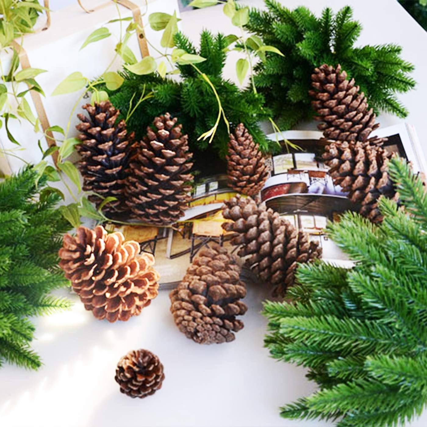 Fir Foliage Pick 25 cm - Realistic Artificial Evergreen Stem with Lush Green Needles - Perfect for Holiday Décor, Wreaths, Garlands, Floral Arrangements, and Seasonal Displays