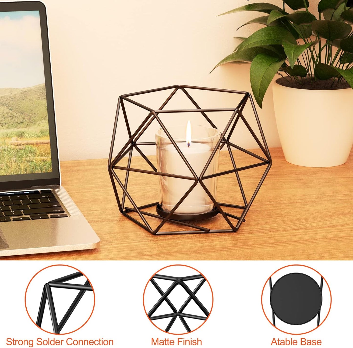 Golden Frame Nordic Iron Custom Desktop Scented Candle - Metal Holder for Home Decoration - Elegant and Stylish Design for Creating a Warm, Luxurious Atmosphere on Desktops or Shelves