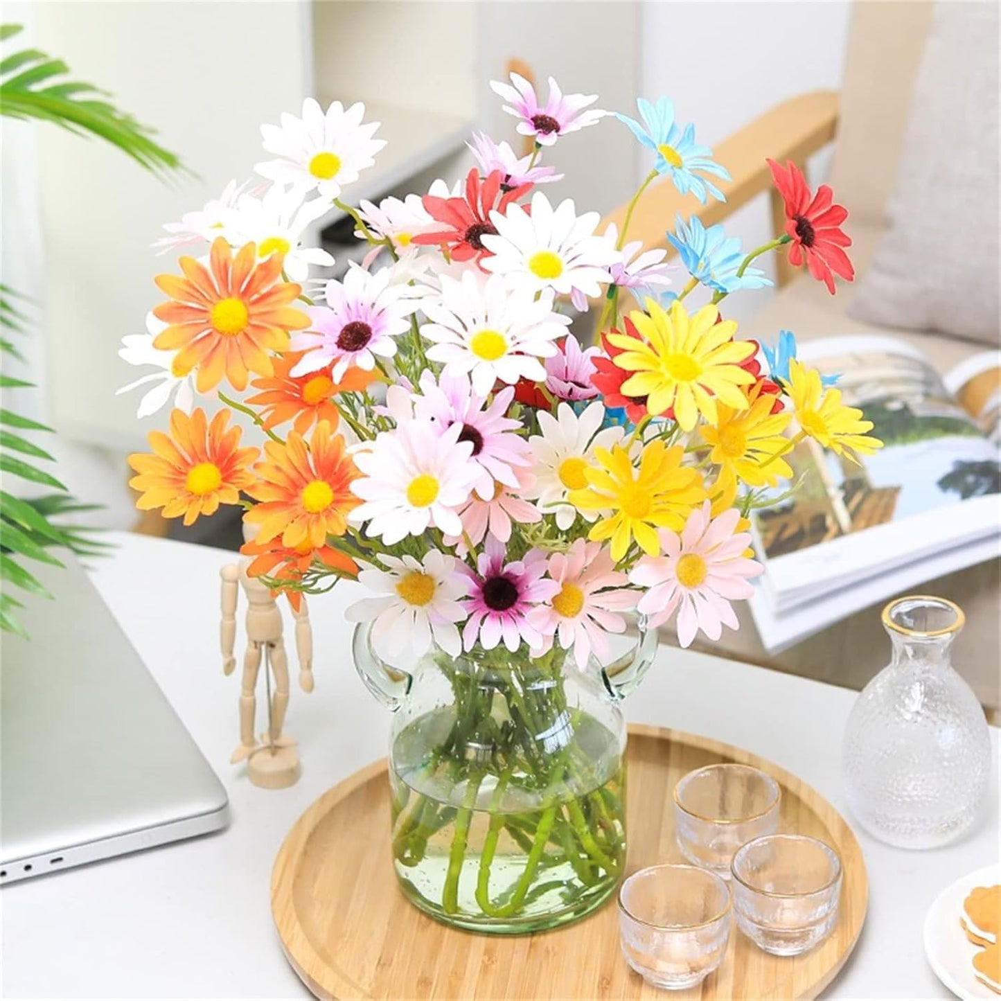 Artificial Anemone Silk Flower Realistic Fake Anemone Bouquet for Home Décor Wedding Arrangements Centerpieces and Floral Displays Lifelike Faux Anemones with Soft Petals and Flexible Stems