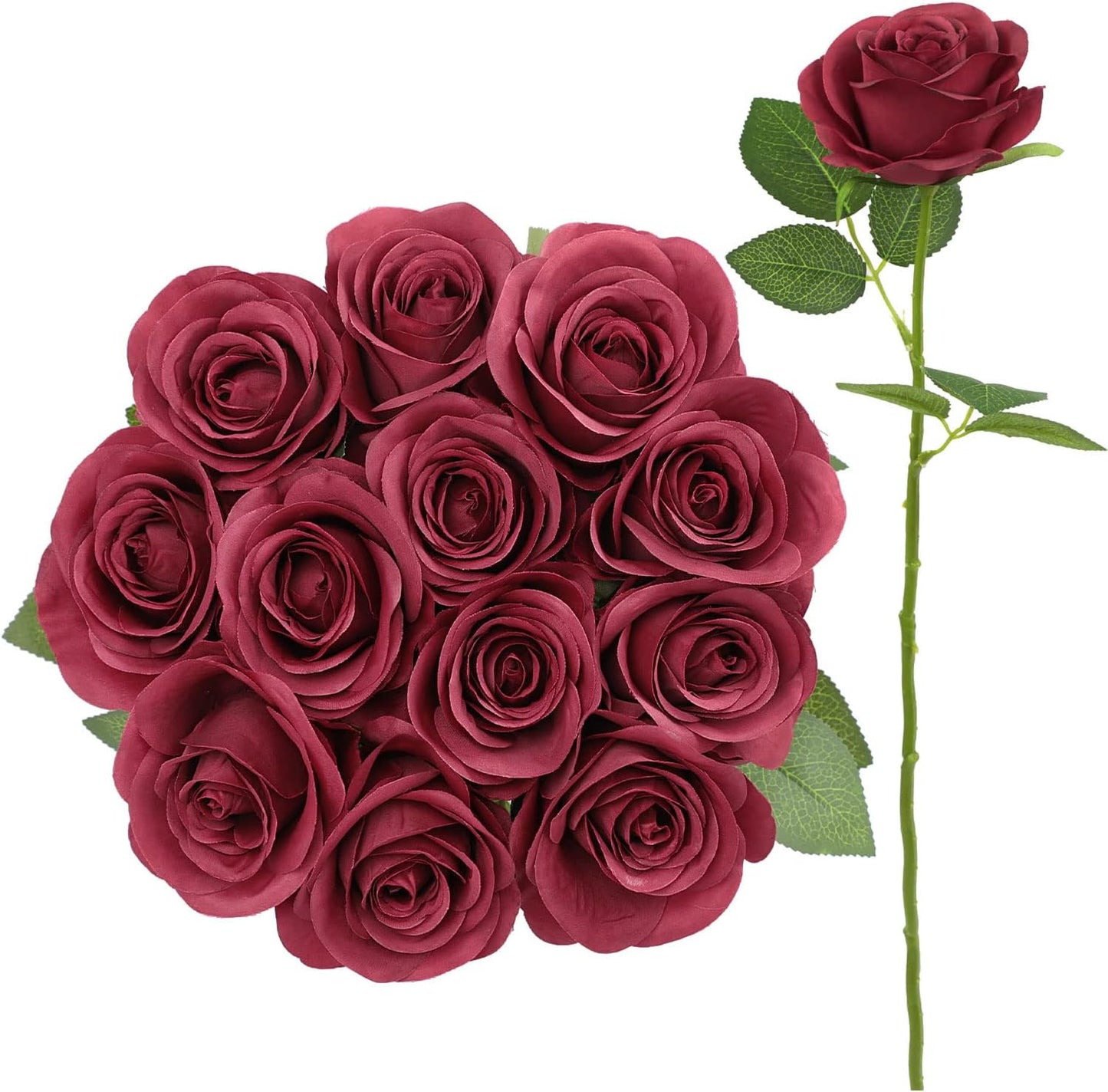 Artificial Silk Roses Bouquet – Realistic Long Stem Fake Flowers for Home Décor, Wedding Arrangements, Centerpieces & Gifts – Lifelike Faux Roses with Soft Petals & Bendable Stems