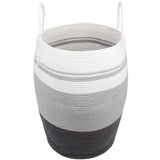 Stylish Tri-Color Woven Cotton Rope Storage Basket with Handles – Soft, Durable & Decorative Organizer for Laundry, Blankets, Toys, Towels – Perfect for Bedroom, Nursery, Bathroom & More