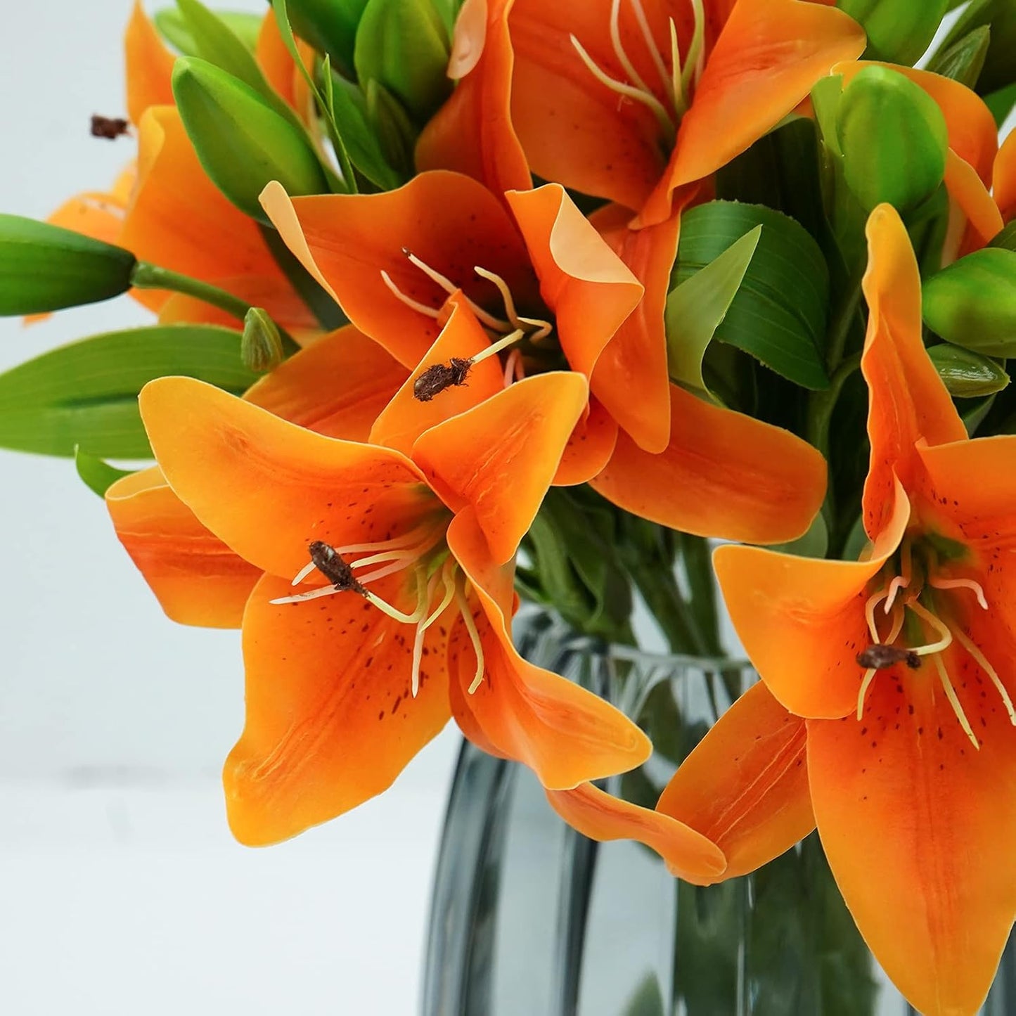 Tiger Lily Orange 90 cm - Realistic Artificial Tiger Lily Stem with Vibrant Orange Blooms - Perfect for Floral Arrangements, Bouquets, Wreaths, and Home Décor - Long-Lasting and Low Maintenance