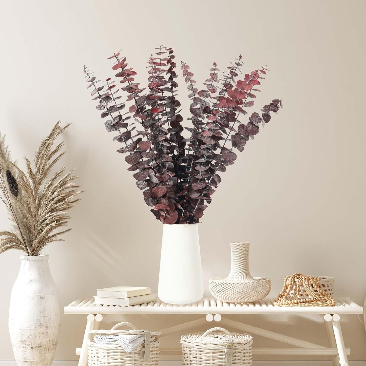 Dried eucalyptus bouquet (red) – vibrant and long-lasting decorative foliage, perfect for floral arrangements, home décor, and event styling, adds a bold and elegant touch to vases, bouquets, and centerpieces.