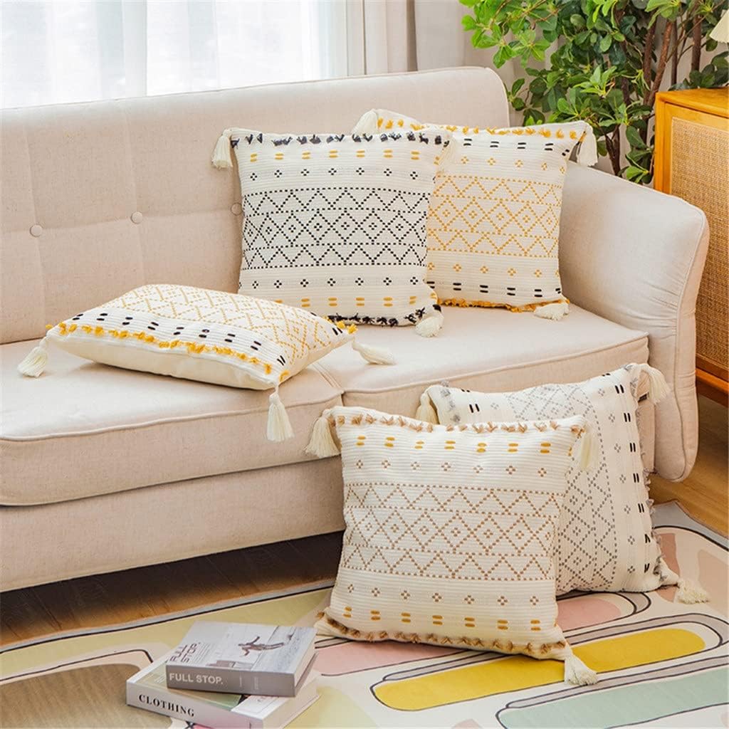 European Style Cotton Thickened Cushion with Tassels – Soft & Decorative Seat Pad for Sofa, Chair, and Home Décor – Boho Chic Throw Pillow for Living Room, Bedroom, and Office