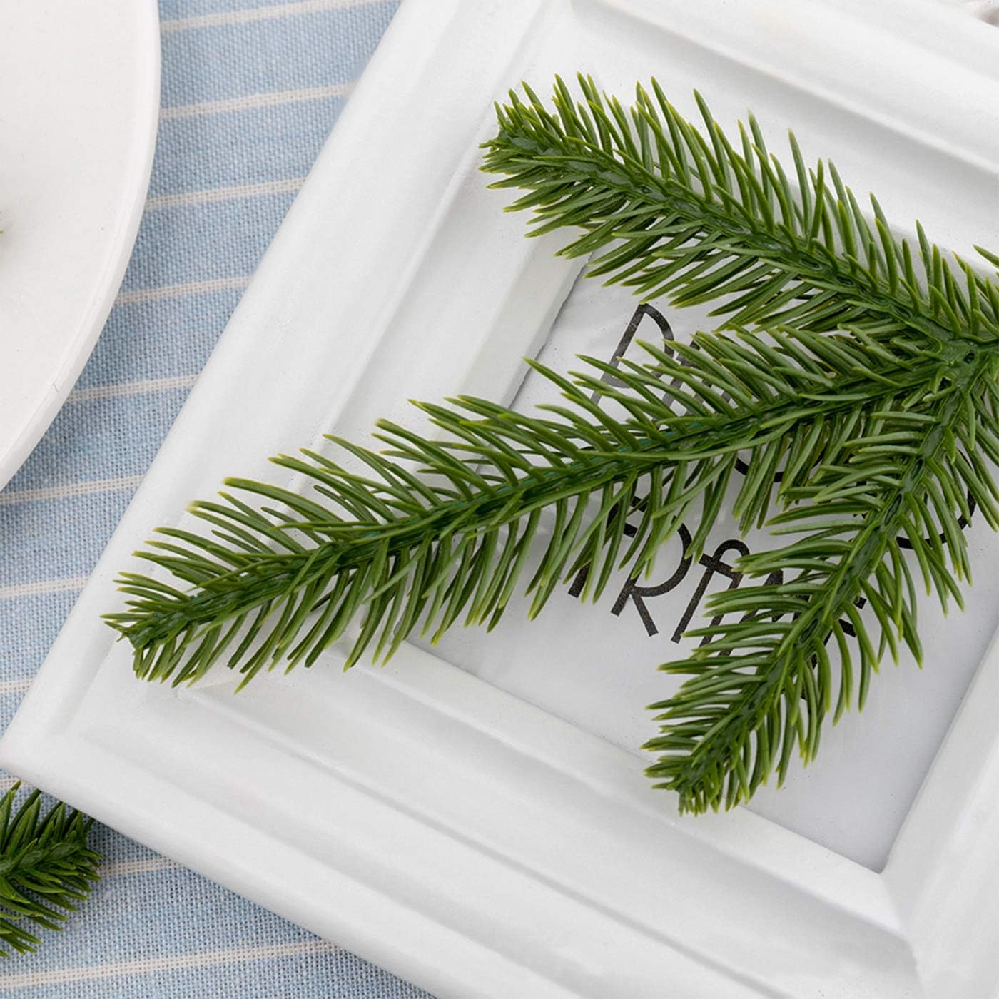 Fir Foliage Pick 25 cm - Realistic Artificial Evergreen Stem with Lush Green Needles - Perfect for Holiday Décor, Wreaths, Garlands, Floral Arrangements, and Seasonal Displays