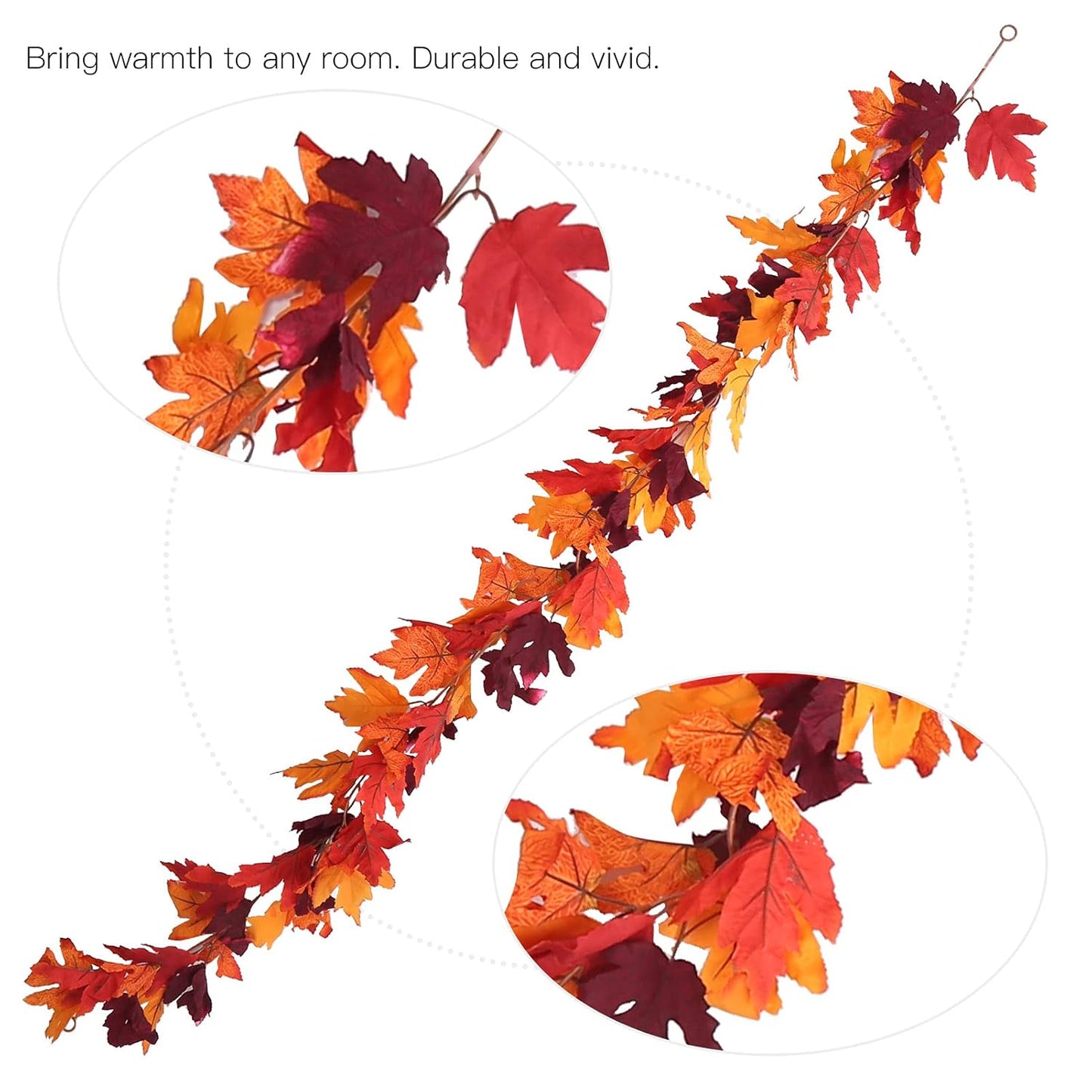 Maple Leaf Shimmering Garland 180 cm - Festive Artificial Garland with Glittering Maple Leaves - Perfect for Autumn Décor, Mantels, Tables, and Seasonal Displays