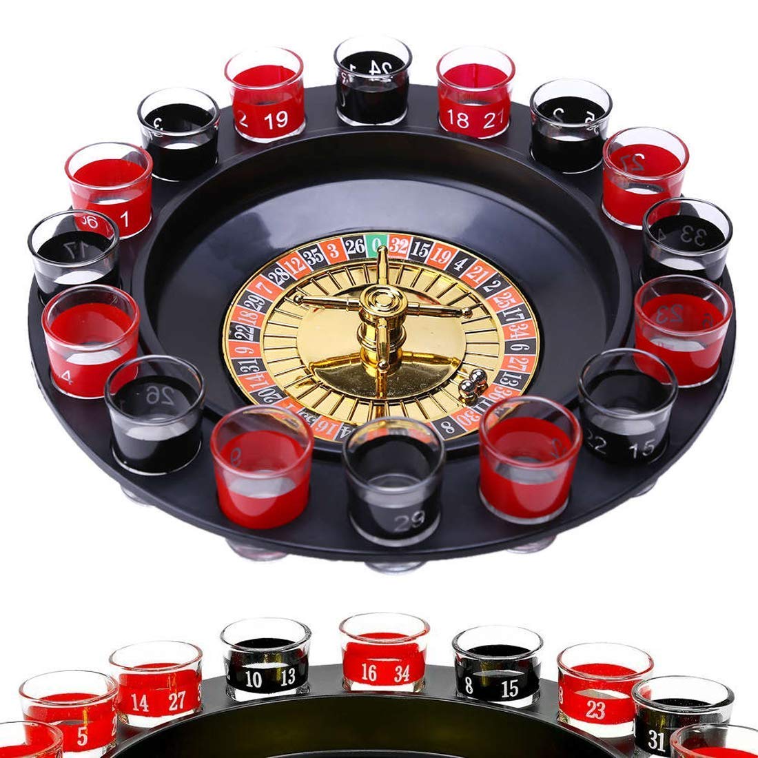 Drinking roulette wheel game – fun party drinking game set with spinning wheel, shot glasses, and playing cards, perfect for adult gatherings, game nights, and celebrations, adds excitement to any party.