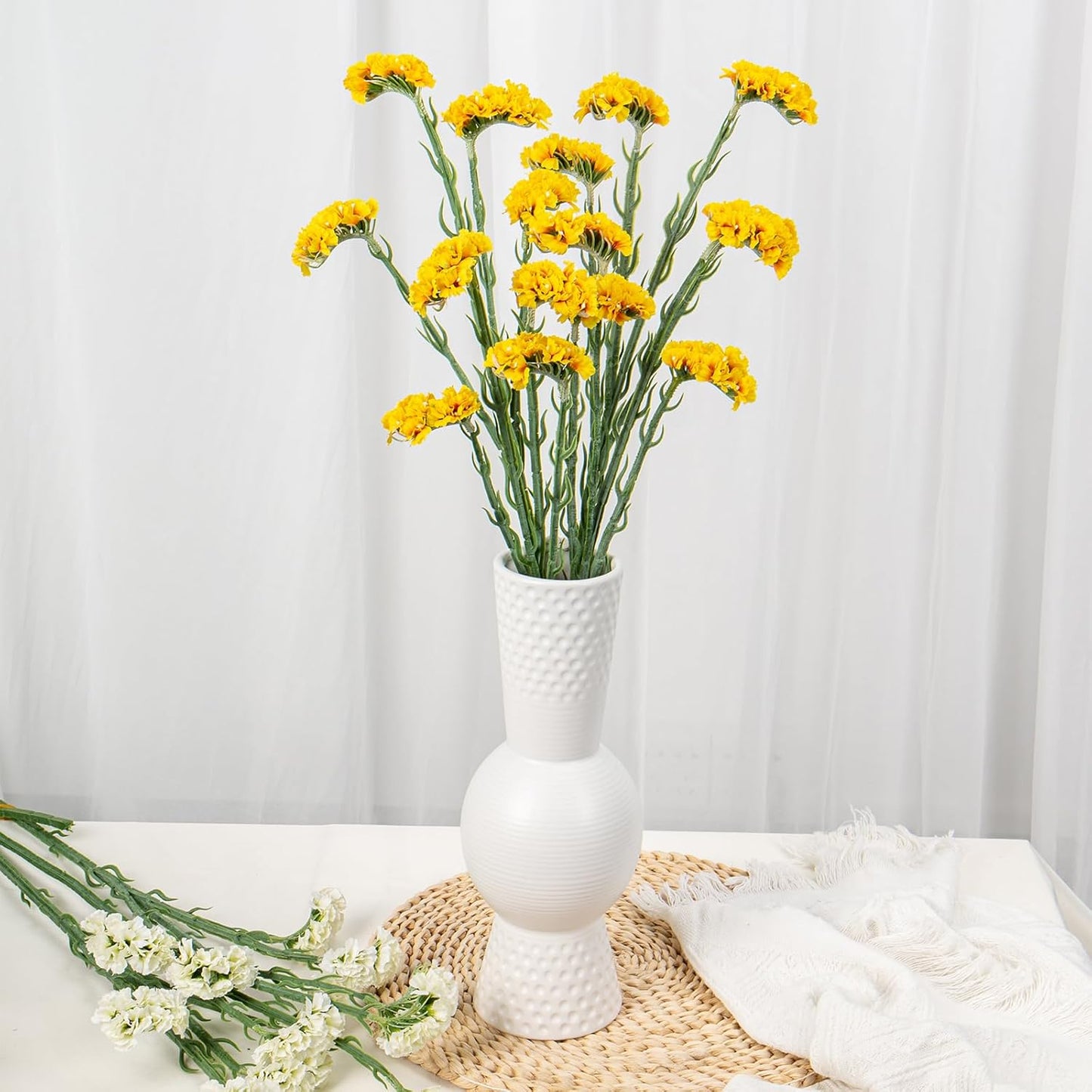 Statice Spray Lemon 64 cm - Realistic Artificial Stem with Yellow Blooms - Perfect for Floral Arrangements, Wreaths, Bouquets, and Home Décor - Long-Lasting and Low Maintenance