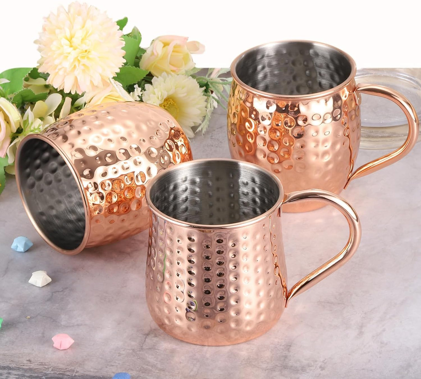 Moscow Mule barrel copper-plated cups – elegant 60ml rosegold smooth-finish mini mugs, perfect for serving cocktails, espresso, or shots, durable stainless steel construction with a stylish and timeless design.