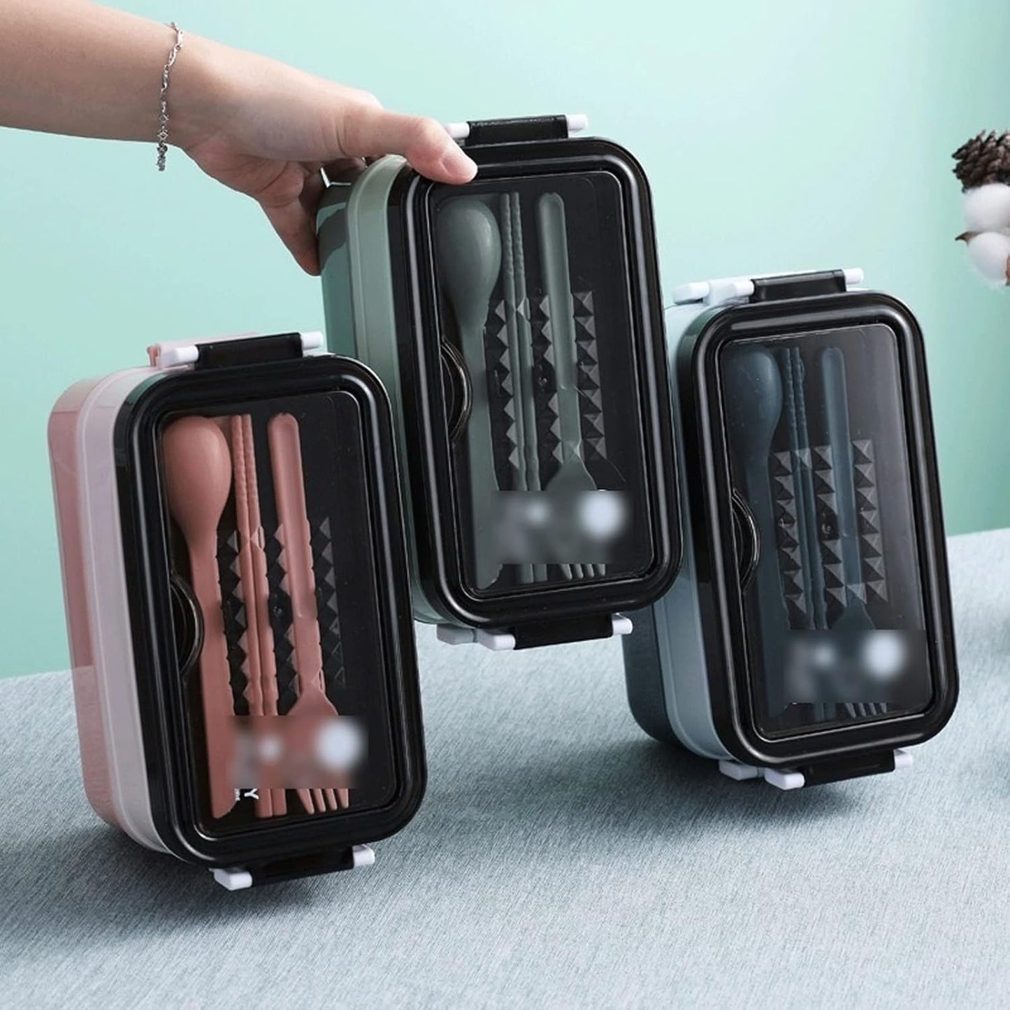 Pink Plastic Lunch Box Set Durable and Stylish Lunch Boxes for Kids and Adults Food Storage Containers with Leak-Proof Lids for School Office and Travel Use