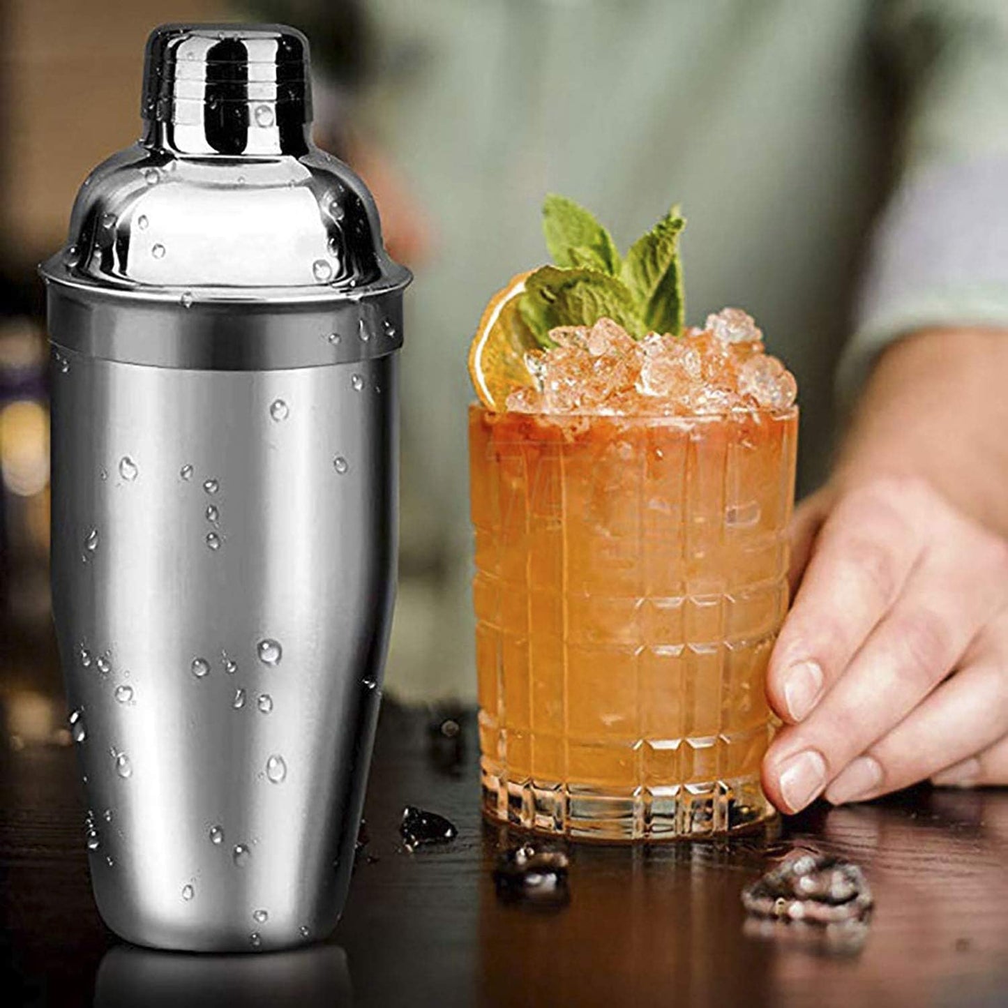 Silver Cocktail Shaker - Premium Stainless Steel 3-Piece Shaker for Mixing Cocktails, Martini, and More - Durable, Leakproof, Rust-Resistant - Perfect for Home Bars and Professional Bartenders