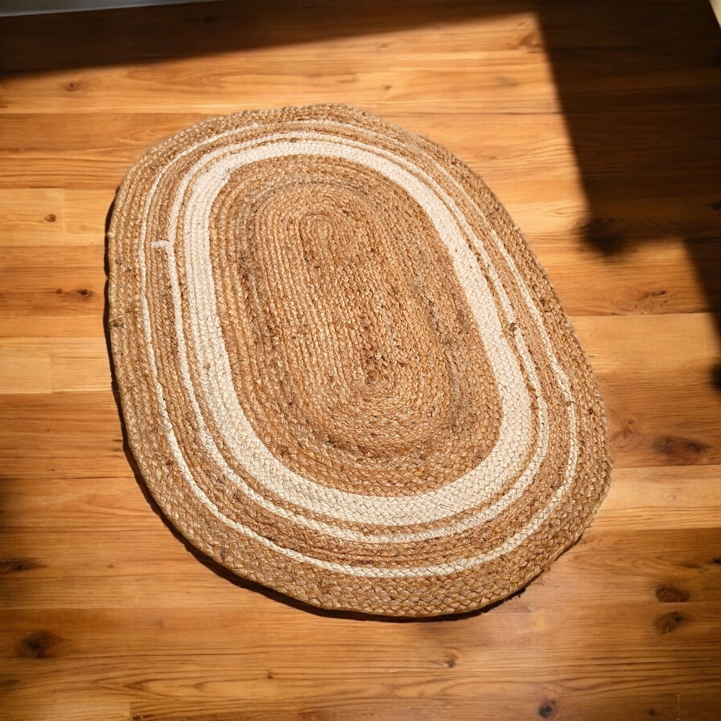 Mirchi Oval Jute Rug - Handwoven 60x90CM | Natural Fiber, Eco-Friendly Design | Lightweight & Durable | Perfect for Living Rooms, Bedrooms, and Entryways | Versatile, Sustainable Home Decor