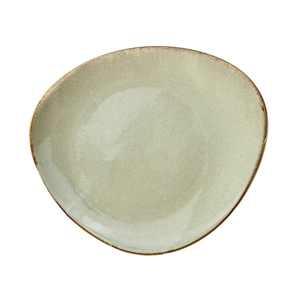 Japandi grey china Eco friendly dinnerware ceramic porcelain 10 Inch oval plate