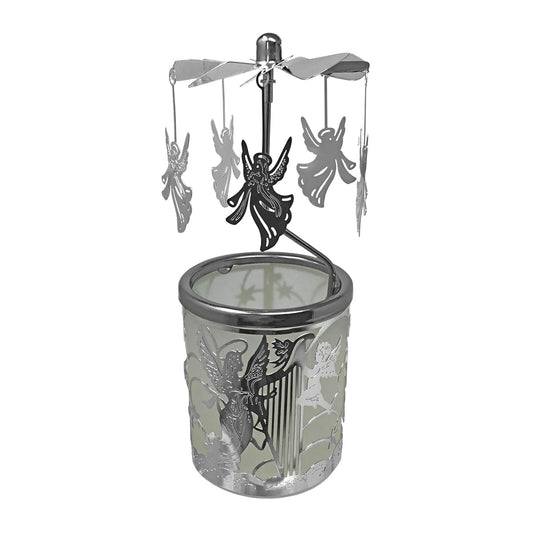 Halloween Iron Spider Round Glass Candle Holder – Gothic Tealight Lantern – Haunted House Table Décor – Spooky Metal Spider Web Candle Stand – Horror-Themed Halloween Decoration