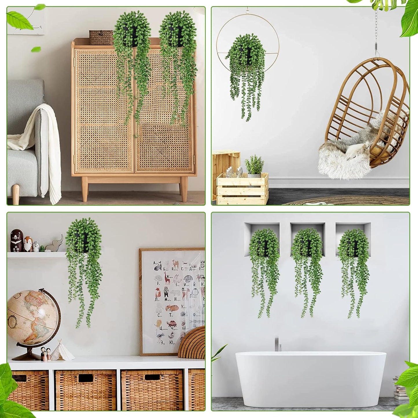 Artificial String of Pearls Hanging Potted Plant - Realistic Faux Succulent Plant in Decorative Pot - Low Maintenance, Perfect for Home Decor, Offices, and Indoor Gardens - Easy to Hang and Stylish