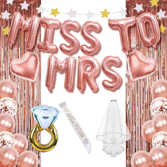 MISS TO MRS Foil Balloon - Elegant Mylar Balloon for Bridal Showers, Bachelorette Parties, and Wedding Celebrations - Durable, Helium-Compatible, and Easy to Inflate - Perfect Party Decoration