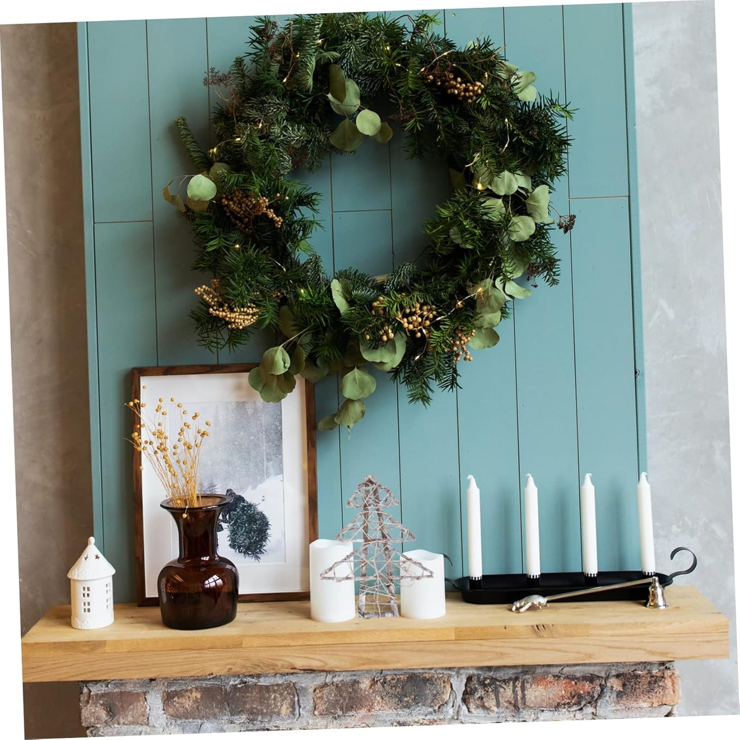 Winter Tidings Pre-Lit Christmas Tree 49 cm Festive Tabletop Decoration with Warm LED Lights, Snow-Dusted Finish, and Sturdy Base for Holiday Home Décor