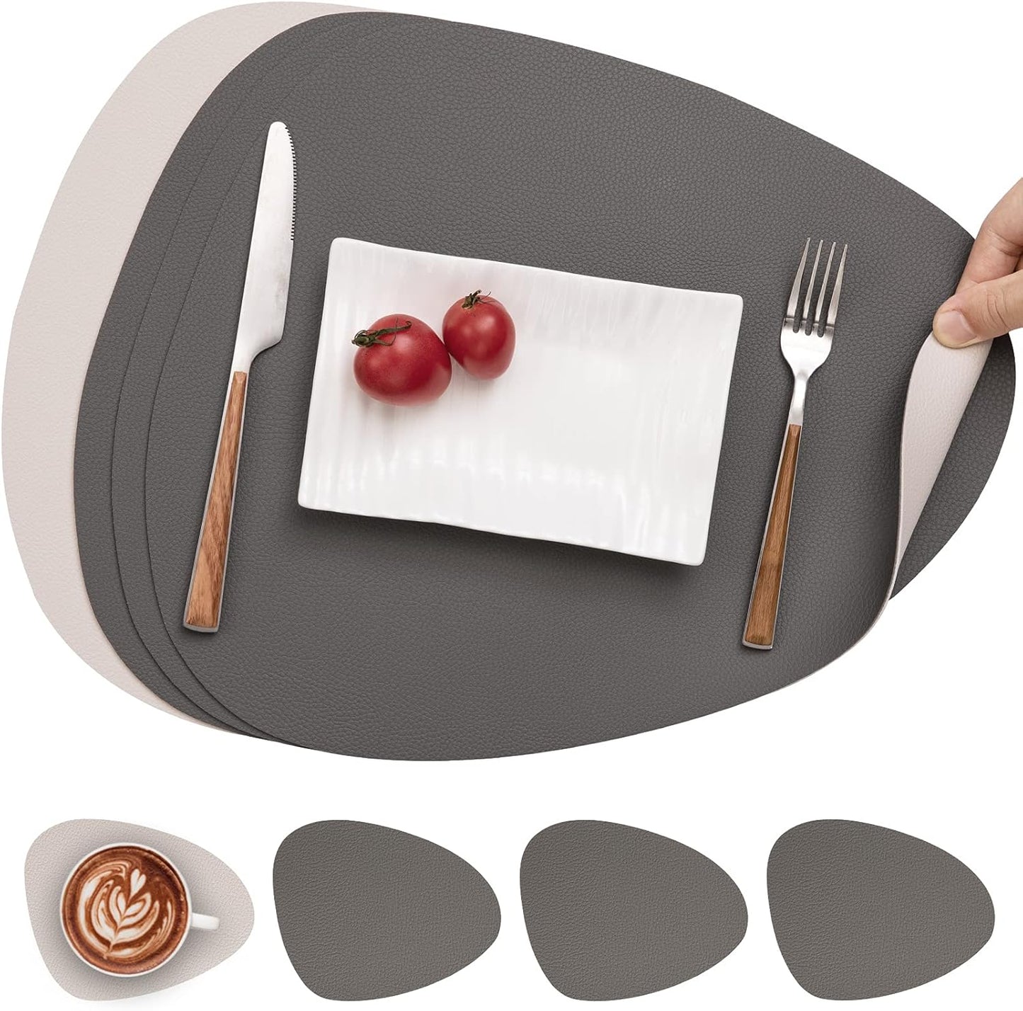 Nordic Style Table Decoration Irregular Coaster for Cups Triangle PU Leather Dining Placemat Stylish and Functional Placemats for Kitchen and Dining Table Heat-Resistant and Easy to Clean Coasters