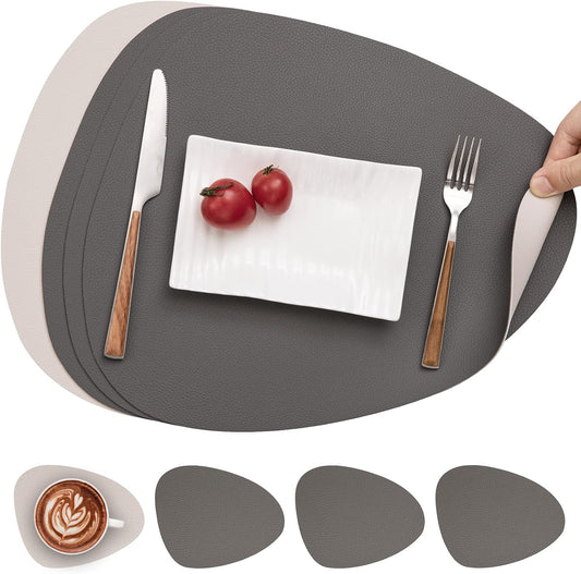 Nordic Style Table Decoration Irregular Coaster for Cups Triangle PU Leather Dining Placemat Stylish and Functional Placemats for Kitchen and Dining Table Heat-Resistant and Easy to Clean Coasters