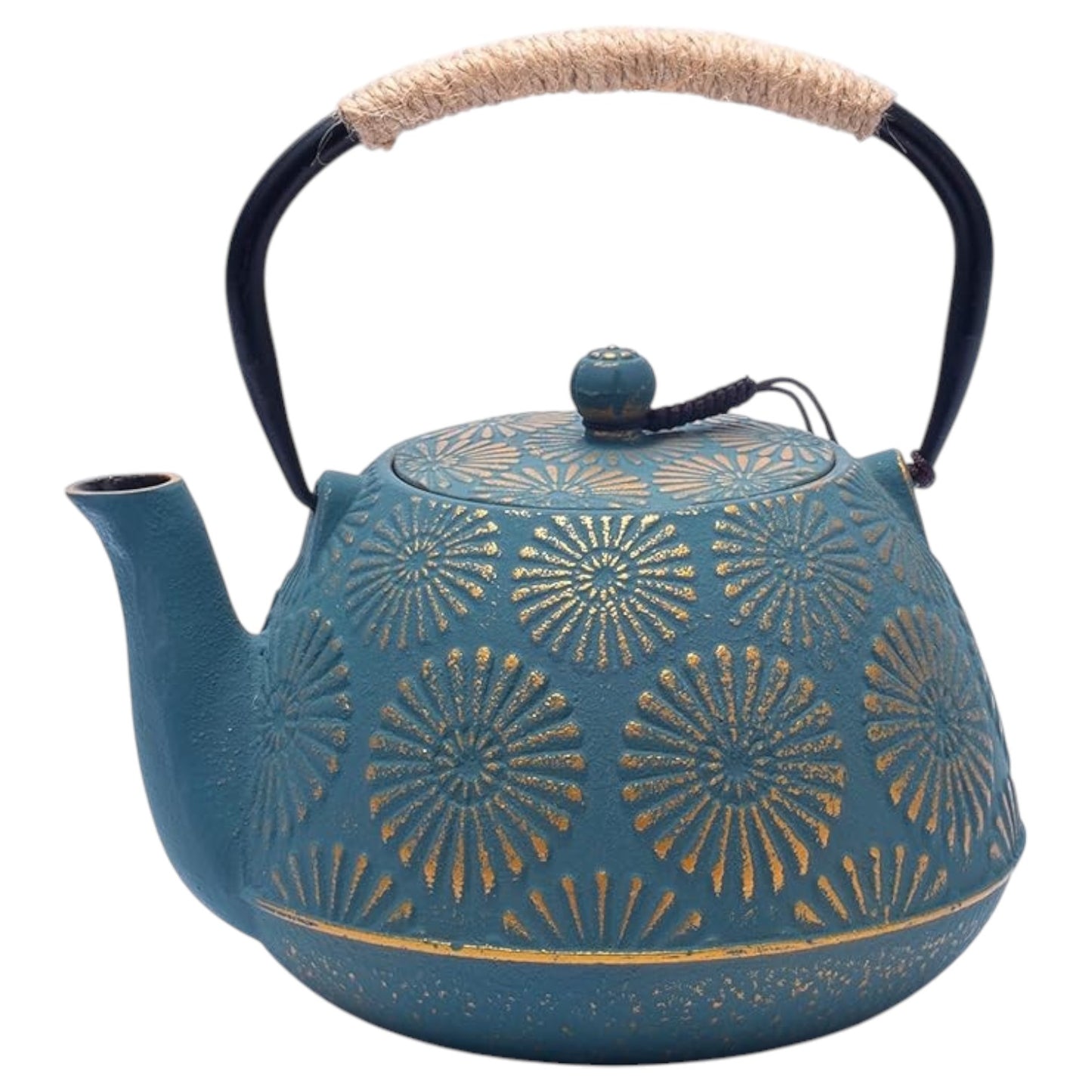 1200 Cast Iron Enamel Tea Kettle Teapot Teal