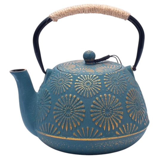 1200 Cast Iron Enamel Tea Kettle Teapot Teal