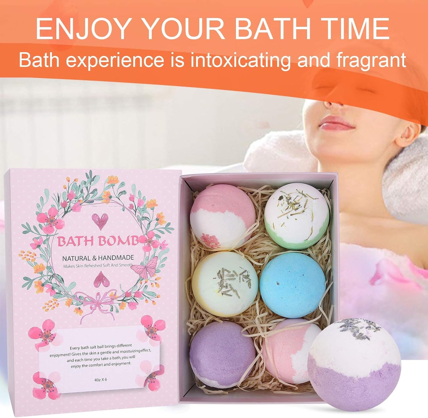 High-Quality Handmade Organic Bath Bombs - Natural Ingredients with Essential Oils - Moisturizing, Whitening, and Relaxing - Colorful Bath Bombs for a Soothing and Aromatic Bath Experience - Perfect for Sleep and Skin Care