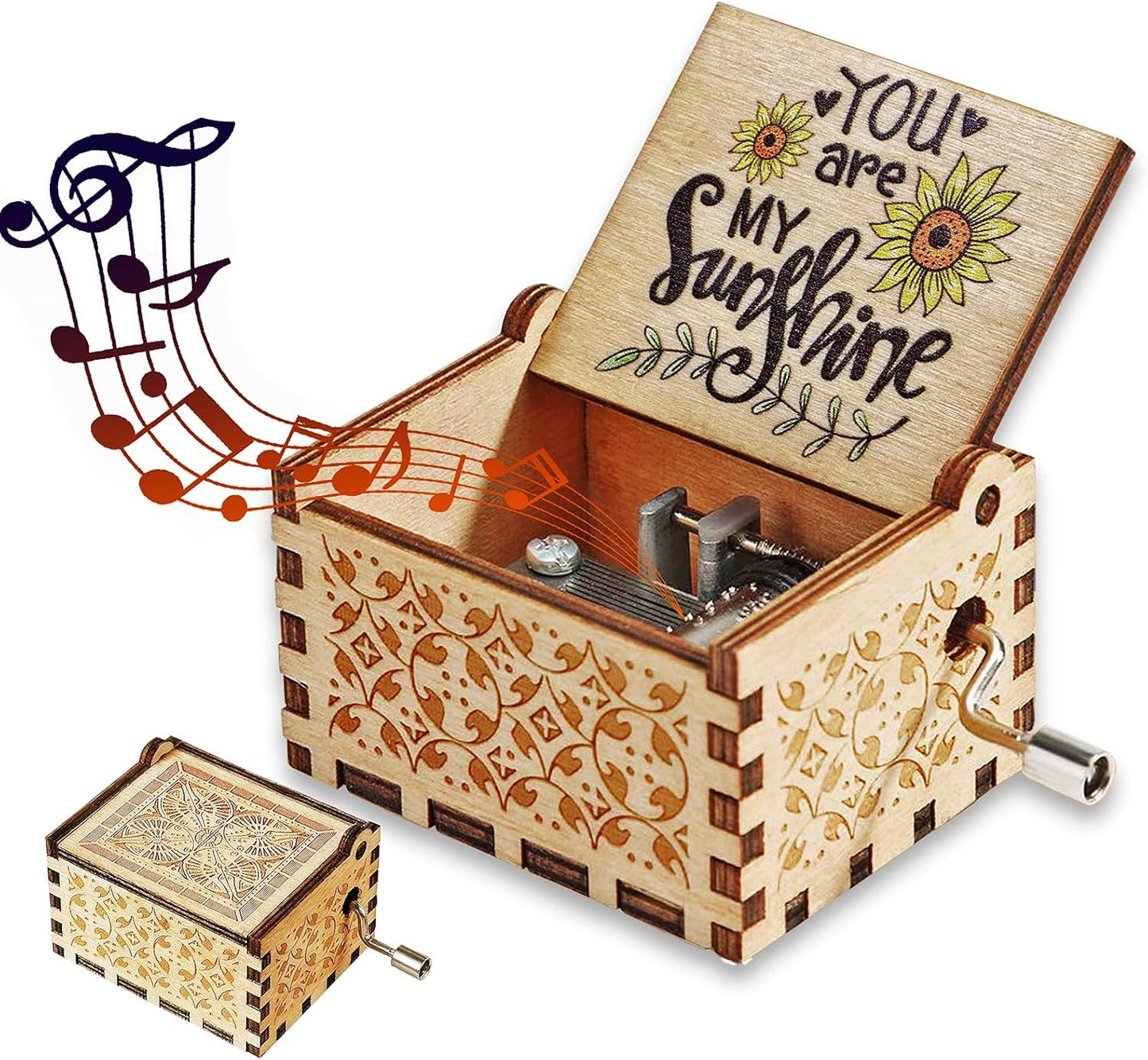La Vie En Rose Theme Wooden Music Box - 6.5 × 5.1 × 4.2 cm - Beautifully Crafted Wooden Music Box with the "La Vie En Rose" Theme - Perfect Gift for Music Lovers or as a Decorative Piece for Your Home.