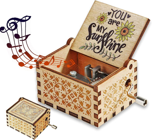 La Vie En Rose Theme Wooden Music Box - 6.5 × 5.1 × 4.2 cm - Beautifully Crafted Wooden Music Box with the "La Vie En Rose" Theme - Perfect Gift for Music Lovers or as a Decorative Piece for Your Home.