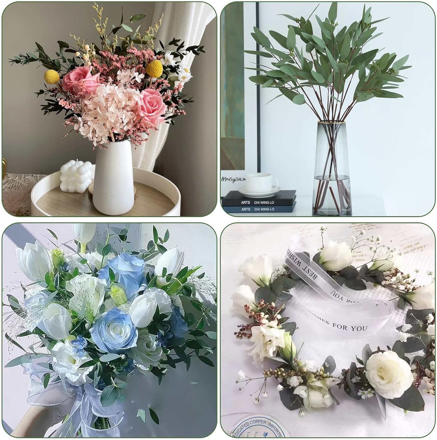 Dried eucalyptus stem (green) – natural and long-lasting decorative foliage, perfect for floral arrangements, home décor, and event styling, adds a fresh and elegant touch to vases, bouquets, and centerpieces.