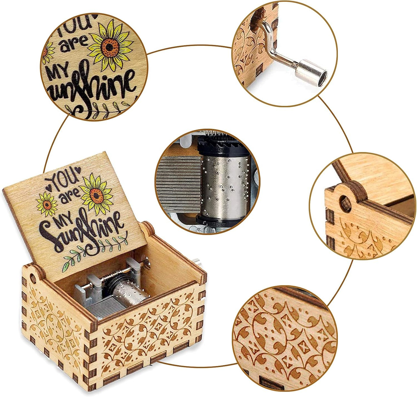 La Vie En Rose Theme Wooden Music Box - 6.5 × 5.1 × 4.2 cm - Beautifully Crafted Wooden Music Box with the "La Vie En Rose" Theme - Perfect Gift for Music Lovers or as a Decorative Piece for Your Home.