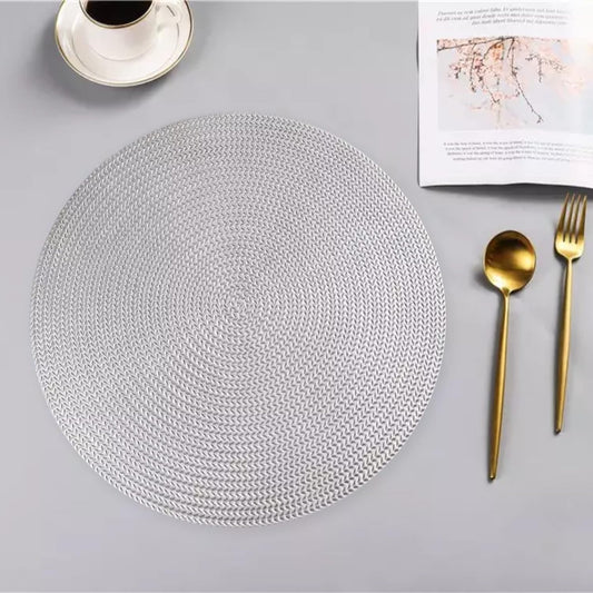 Heat insulation braided round table mat – durable and stylish placemat for dining tables, protects surfaces from heat and scratches, woven design adds a decorative touch, perfect for kitchen, dining, and coffee tables.